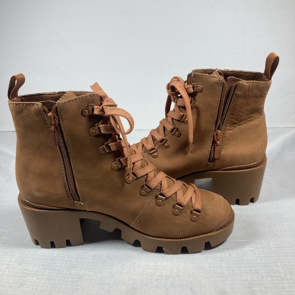 NWOT Schutz Xayane Waterproof Lace-Up Side-Zip Boots, Tan, Womens Sz. 9B - Picture 12 of 12